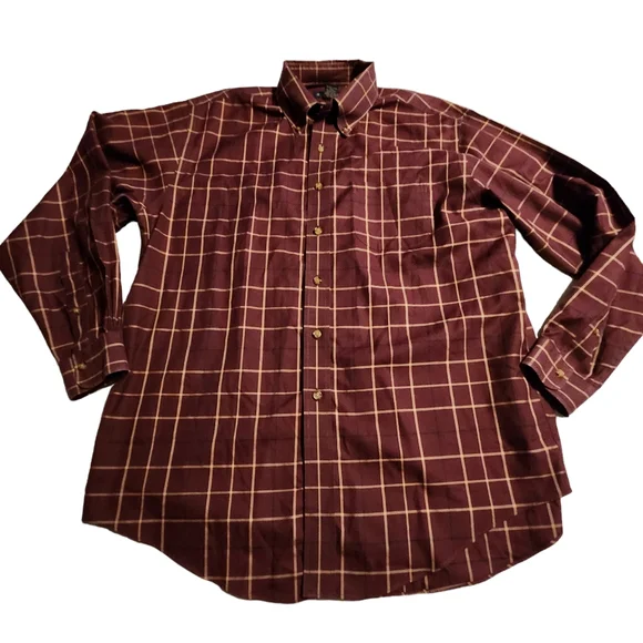 Brooks Brothers | Shirts | Brooks Brothers Mens Burgundy Plaid Noniron  Longsleeve Shirt Large F38 | Poshmark